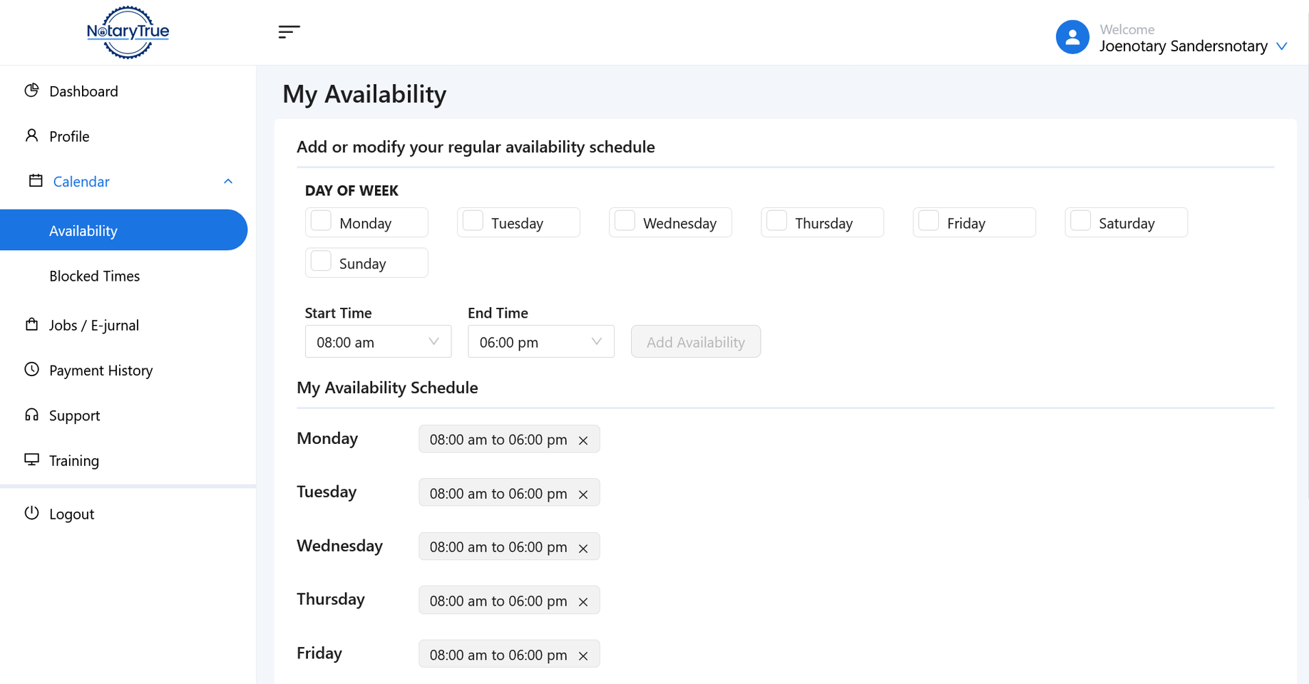 Business Schedule (calendar)