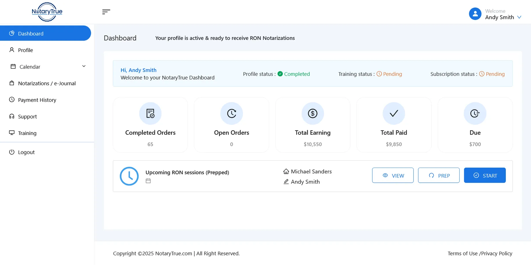 Notary Dashboard