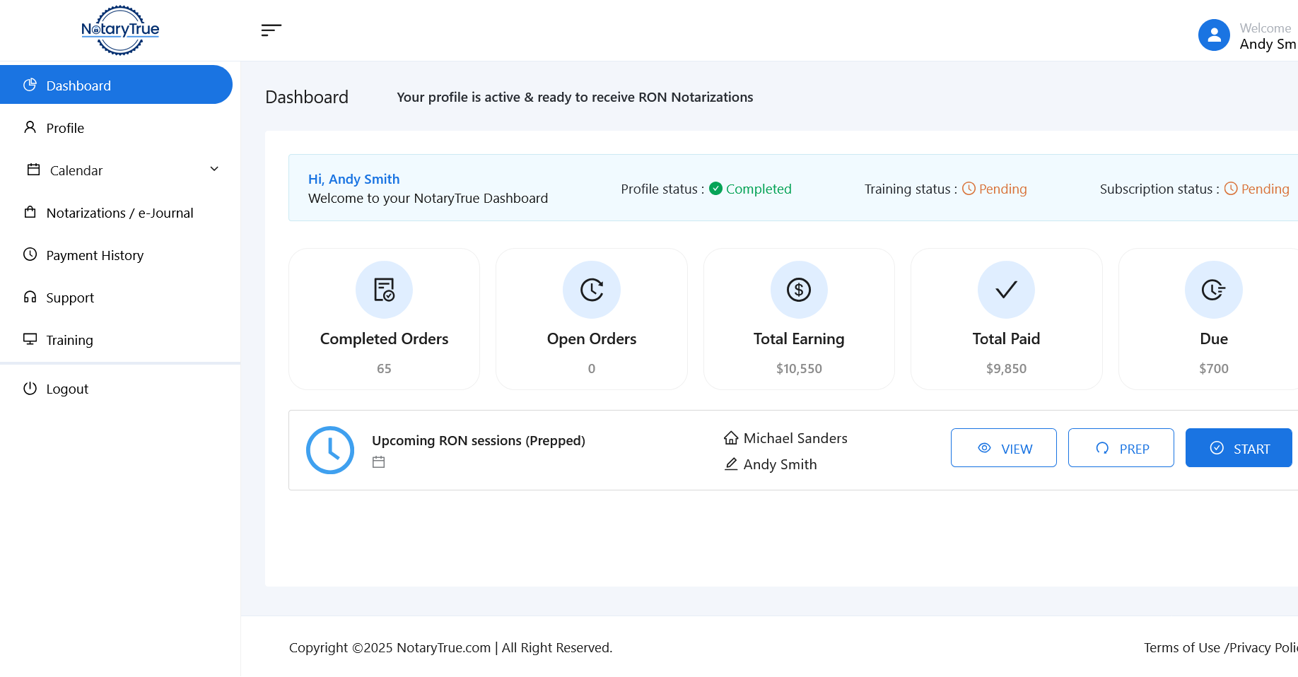 Notary Dashboard