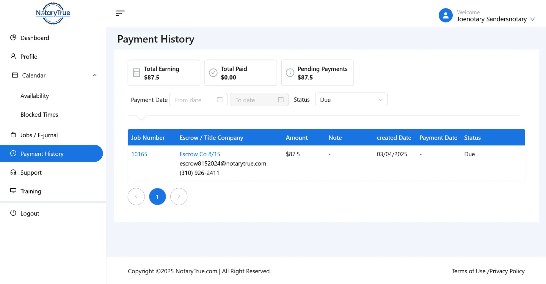 Payment History
